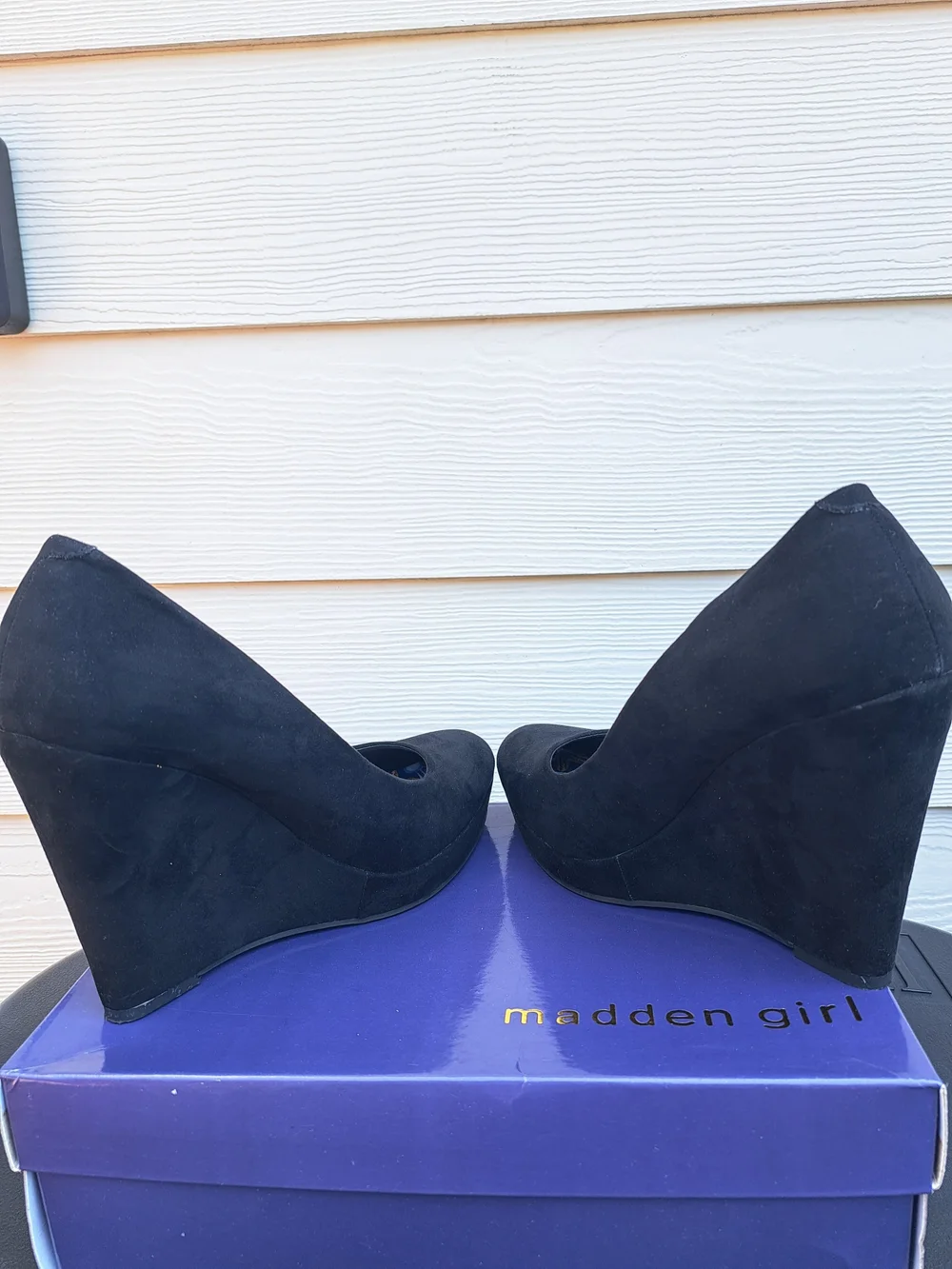 Madden Girl Black Suede Wedge Heels